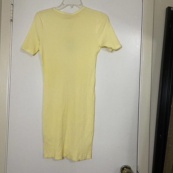 NWT John Elliott yellow ribbed cotton mini shirt dress size US 1 Small - Picture 5 of 6